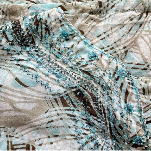 SIGRID OLSEN NWOT COTTON SILK BEADED TUNIC FLORAL LONG SLEEVE | PETITE LARGE - Picture 9 of 11